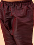 Boy's Beige Nehru Jacket With Wine Kurta And Pyjama Set